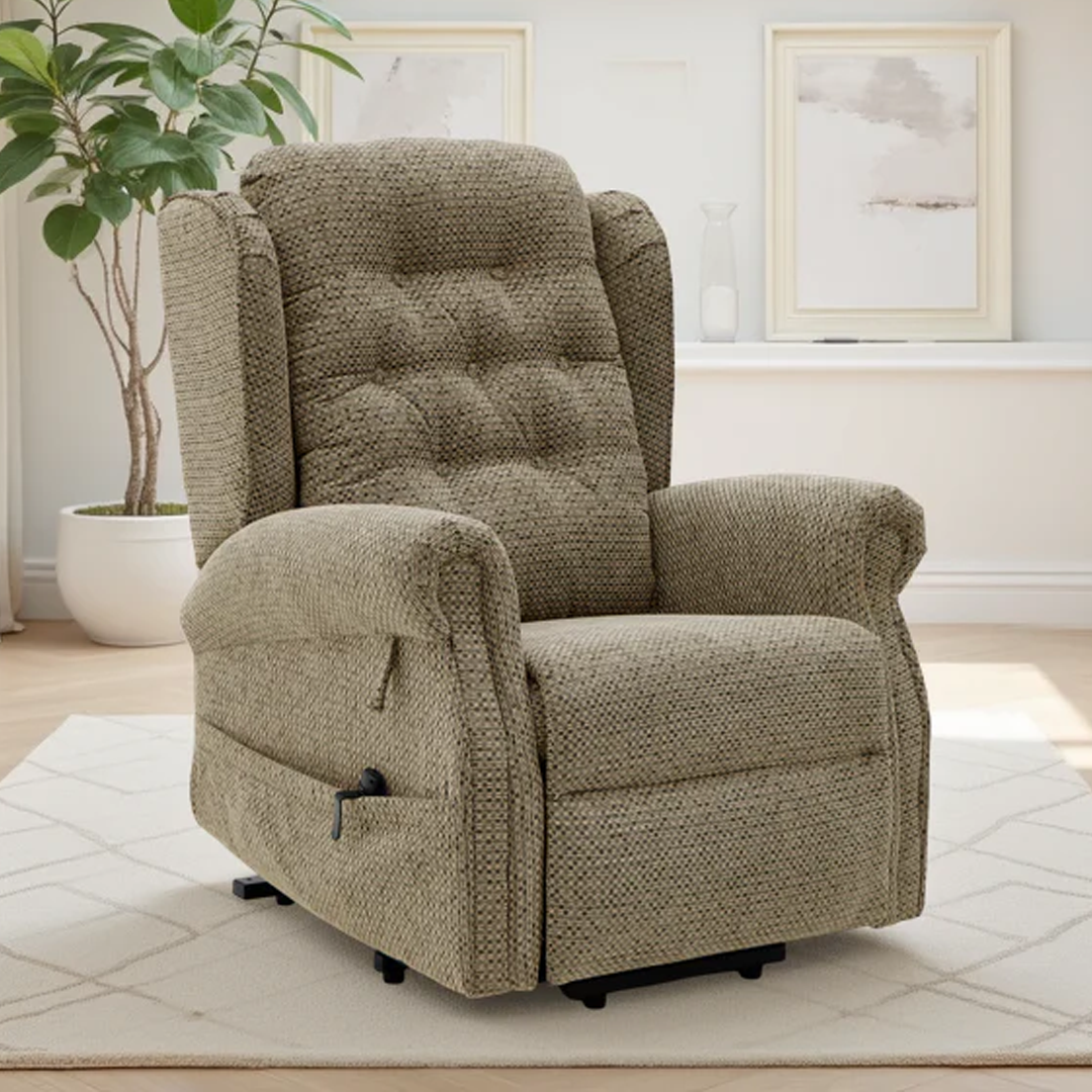 Chenille Fabric Rise and Recliner Armchair - Sienna