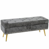 Chenille Fabric Storage Ottoman 114cm Wide With Metal Legs - Velmora