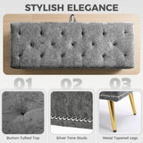 Chenille Fabric Storage Ottoman 114cm Wide With Metal Legs - Velmora