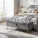 Chenille Fabric Storage Ottoman 114cm Wide With Metal Legs - Velmora