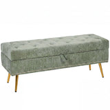 Chenille Fabric Storage Ottoman 114cm Wide With Metal Legs - Velmora