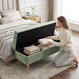 Chenille Fabric Storage Ottoman 114cm Wide With Metal Legs - Velmora