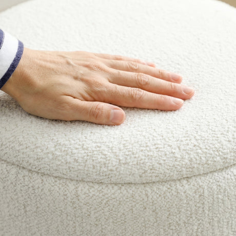 Chenille Fabric Storage Ottoman 36cm Wide Round in Set Of 2 - Velmora