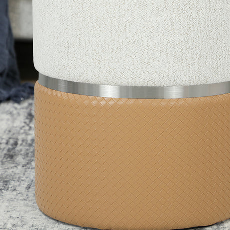 Chenille Fabric Storage Ottoman 36cm Wide Round in Set Of 2 - Velmora