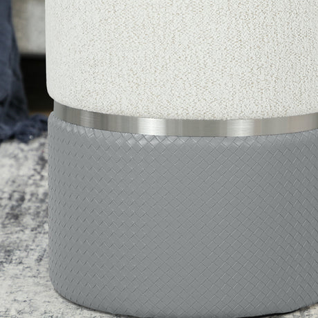 Chenille Fabric Storage Ottoman 36cm Wide Round in Set Of 2 - Velmora
