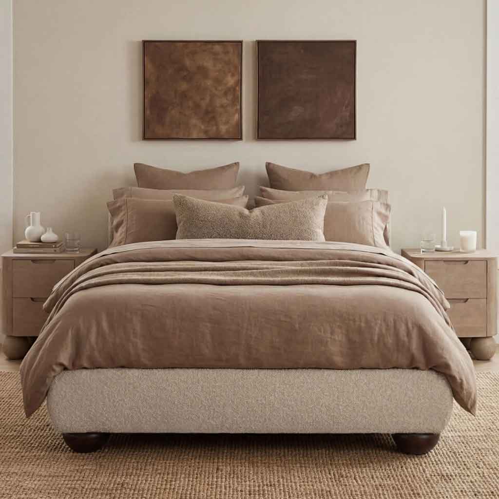 Chenille Tweed Fabric King Size Bed - Soller