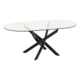 Clear Glass Coffee Table Oval With Metal Legs - Sheldon