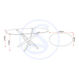 Clear Glass Coffee Table Oval With Metal Legs - Sheldon