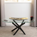 Clear Glass Coffee Table Oval With Metal Legs - Sheldon