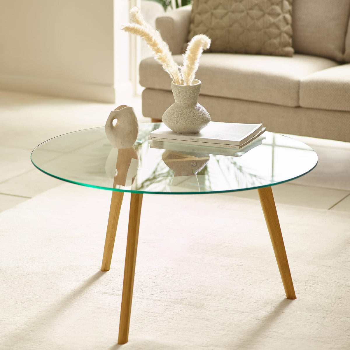 Clear Glass Coffee Table Round - Bryant