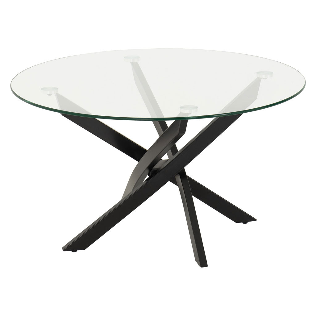 Clear Glass Coffee Table Round With Metal Legs - Sheldon