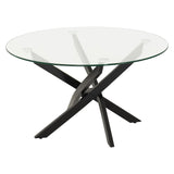Clear Glass Coffee Table Round With Metal Legs - Sheldon