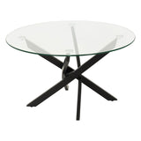 Clear Glass Coffee Table Round With Metal Legs - Sheldon
