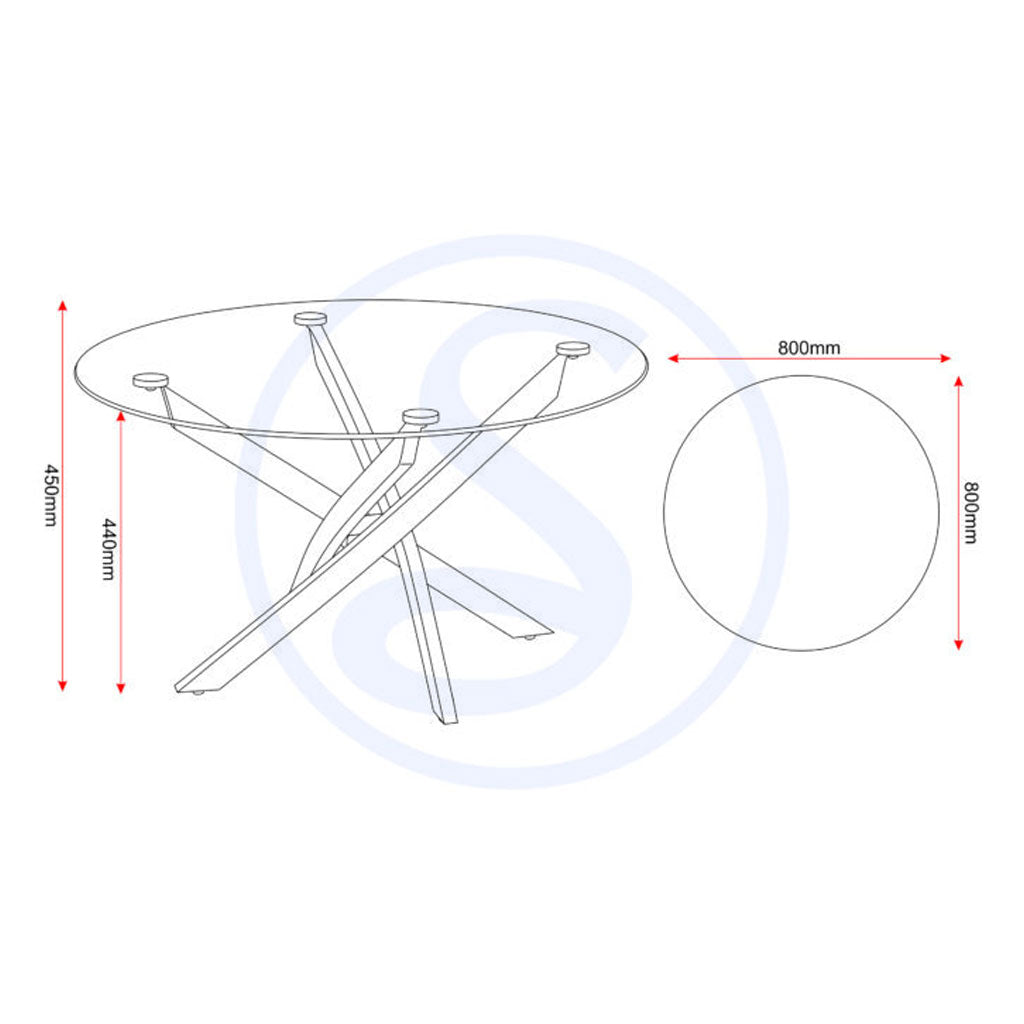 Clear Glass Coffee Table Round With Metal Legs - Sheldon