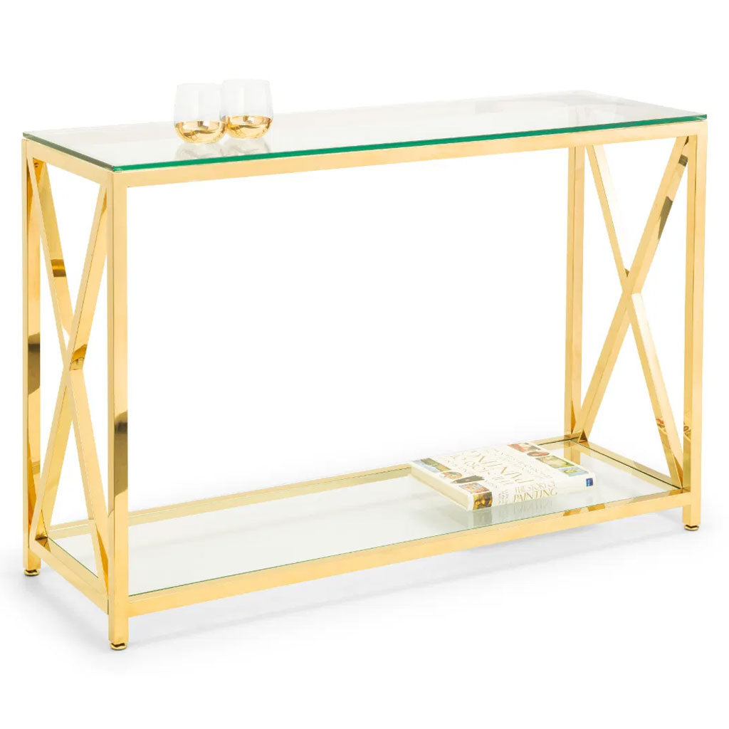 Clear Glass Console Table Rectangular - Miami