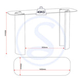 Clear Glass Console Table With Cream Marble Effect Base - Modena
