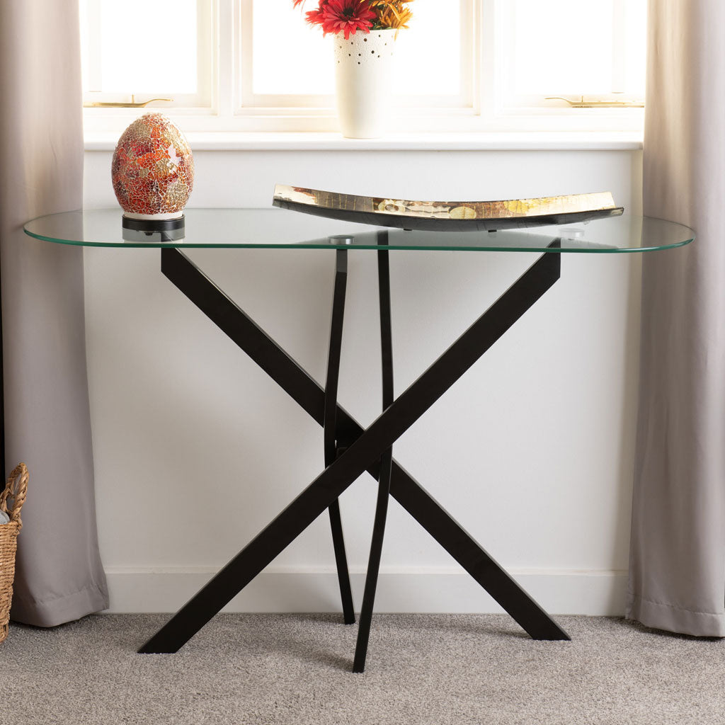 Clear Glass Console Table With Metal Legs - Sheldon