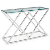 Clear Glass Console Table With Steel Frame - Biarritz
