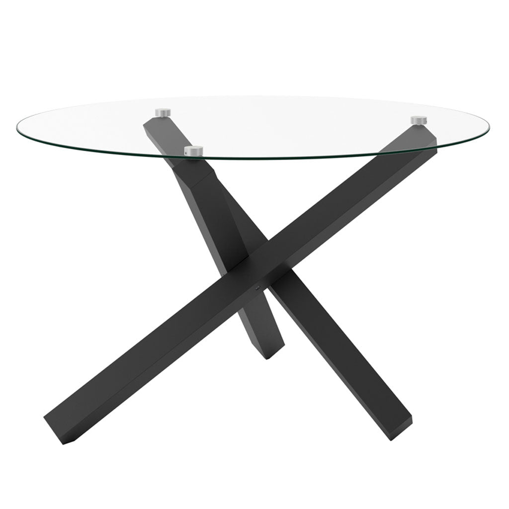 Clear Glass Dining Table for 4 People Round - Capri