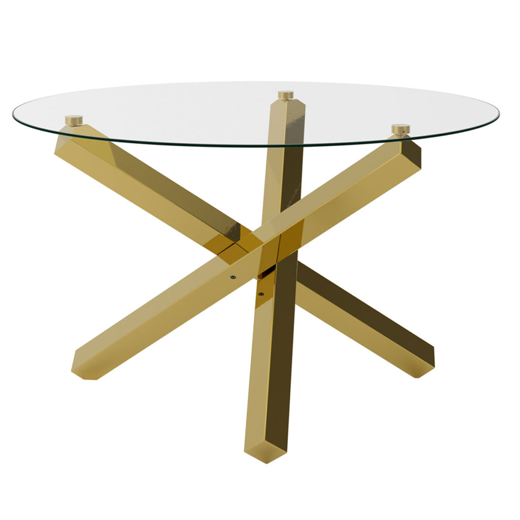 Clear Glass Dining Table for 4 People Round - Capri