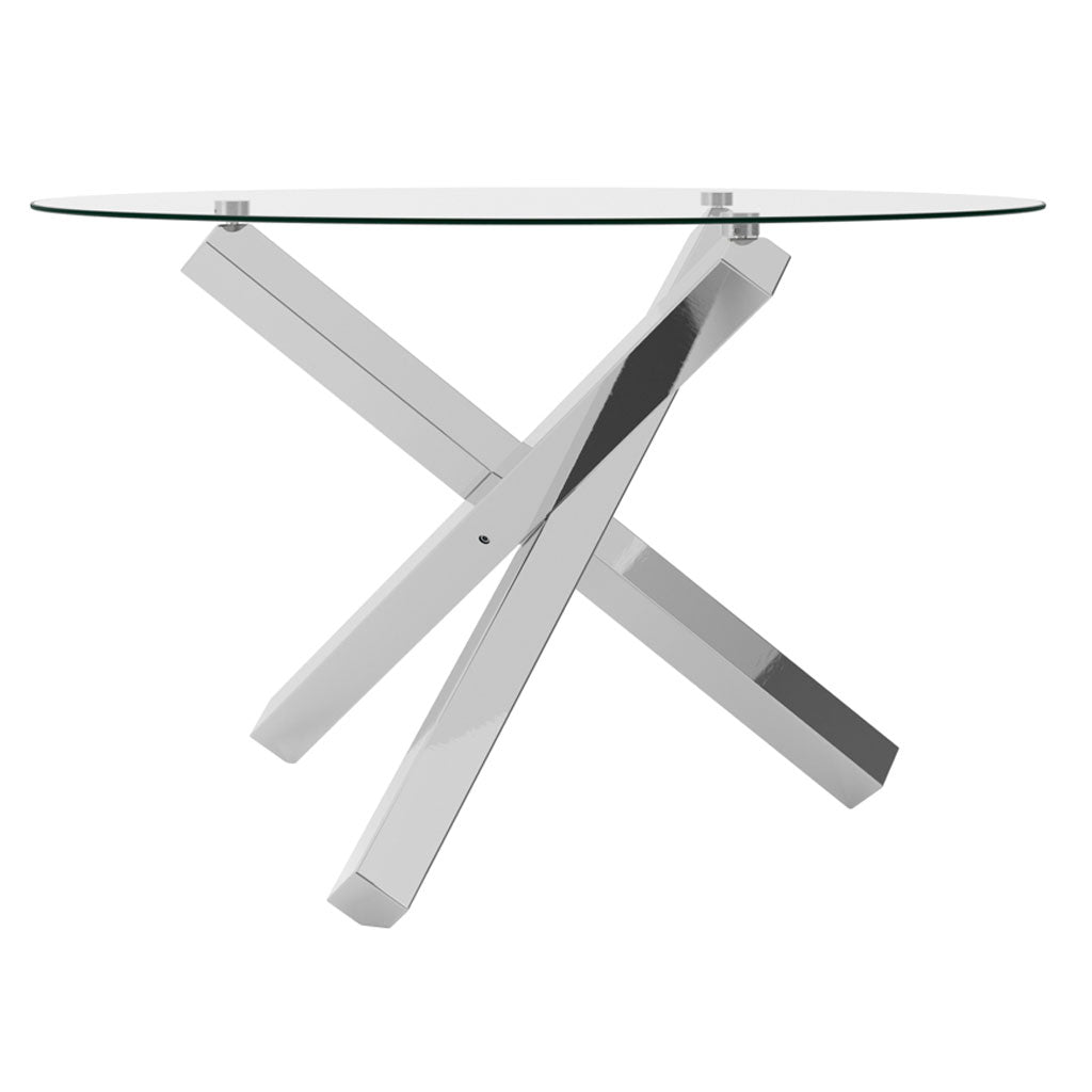 Clear Glass Dining Table for 4 People Round - Capri