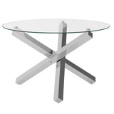 Clear Glass Dining Table for 4 People Round - Capri