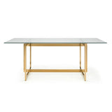 Clear Glass Dining Table for 6 People Rectangular - Minori