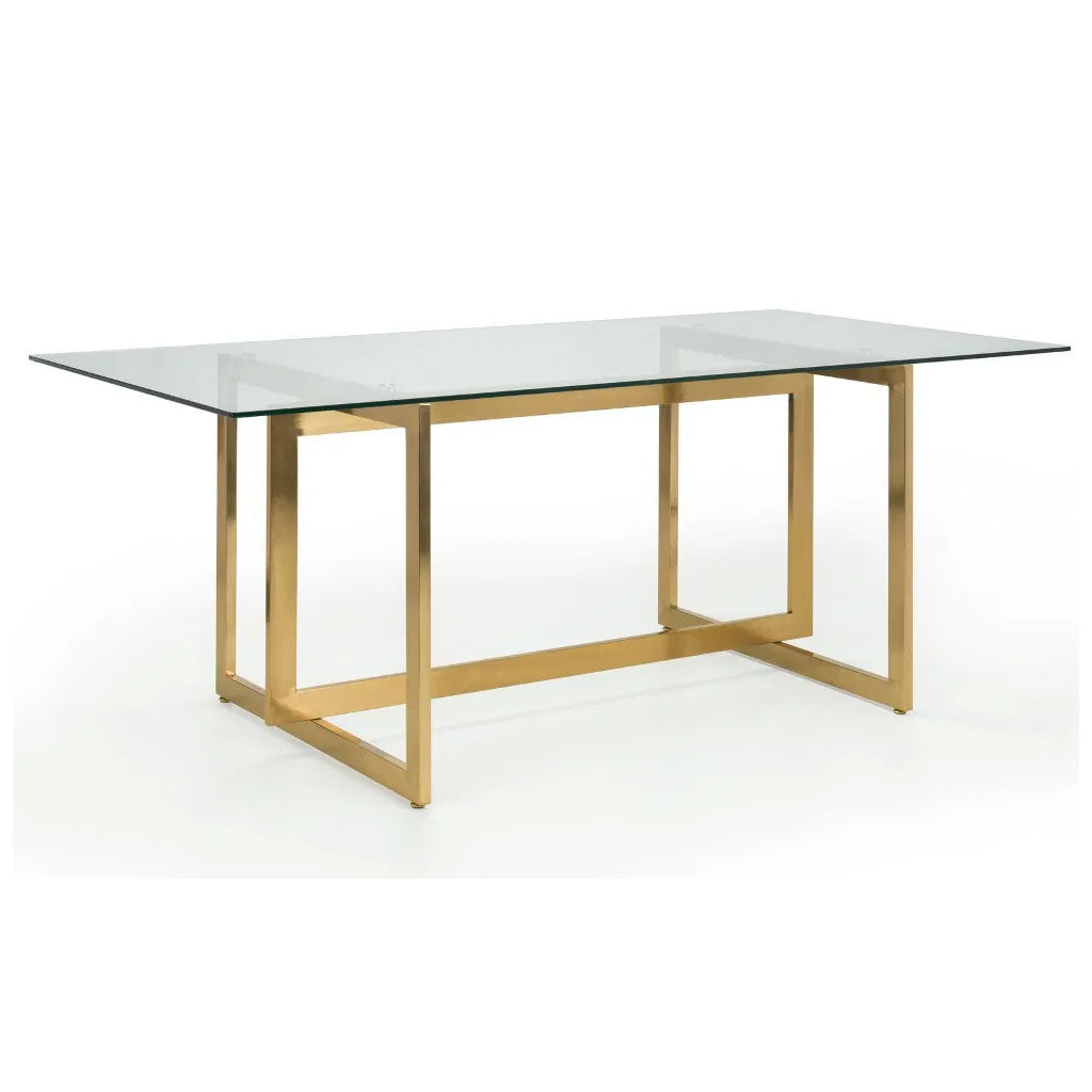 Clear Glass Dining Table for 6 People Rectangular - Minori