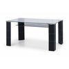 Clear Glass Dining Table for 6 People With Black Faux Leather Legs - Greenwich
