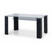 Clear Glass Dining Table for 6 People With Black Faux Leather Legs - Greenwich