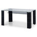 Clear Glass Dining Table for 6 People With Black Faux Leather Legs - Greenwich