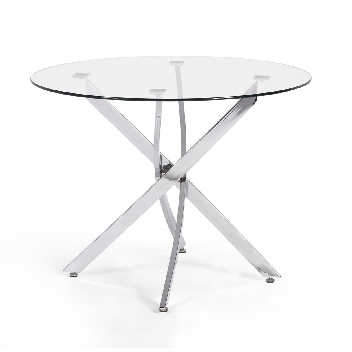 Clear Glass Dining Table Round for 4 People - Anderson