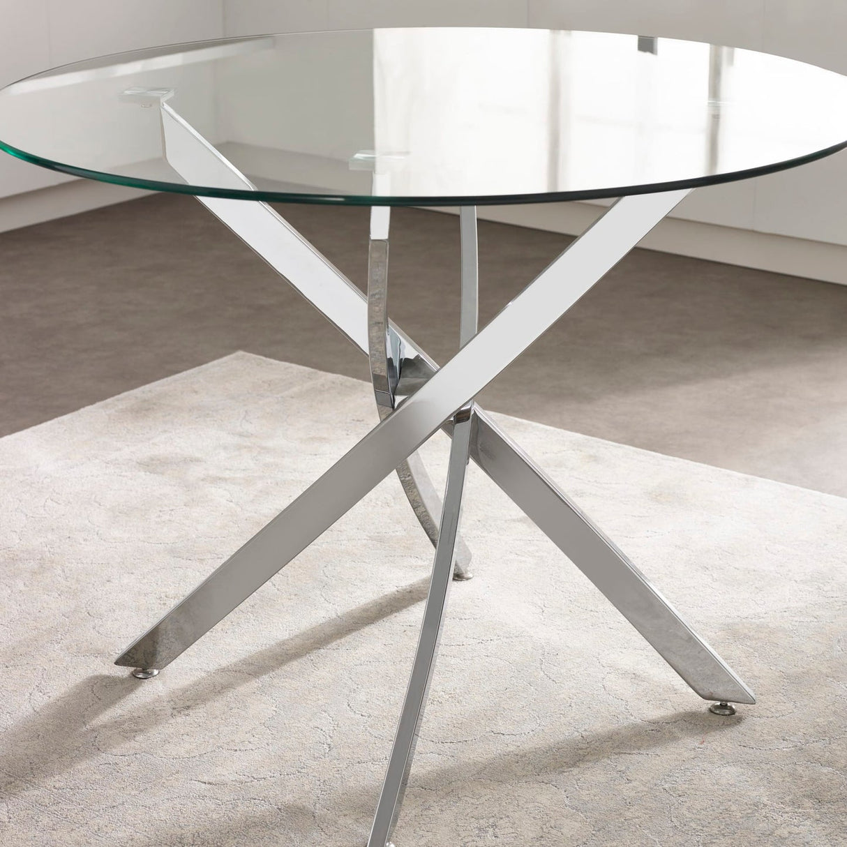 Clear Glass Dining Table Round for 4 People - Anderson