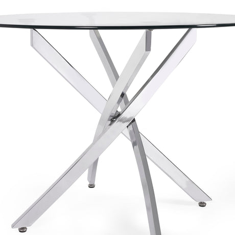 Clear Glass Dining Table Round for 4 People - Anderson