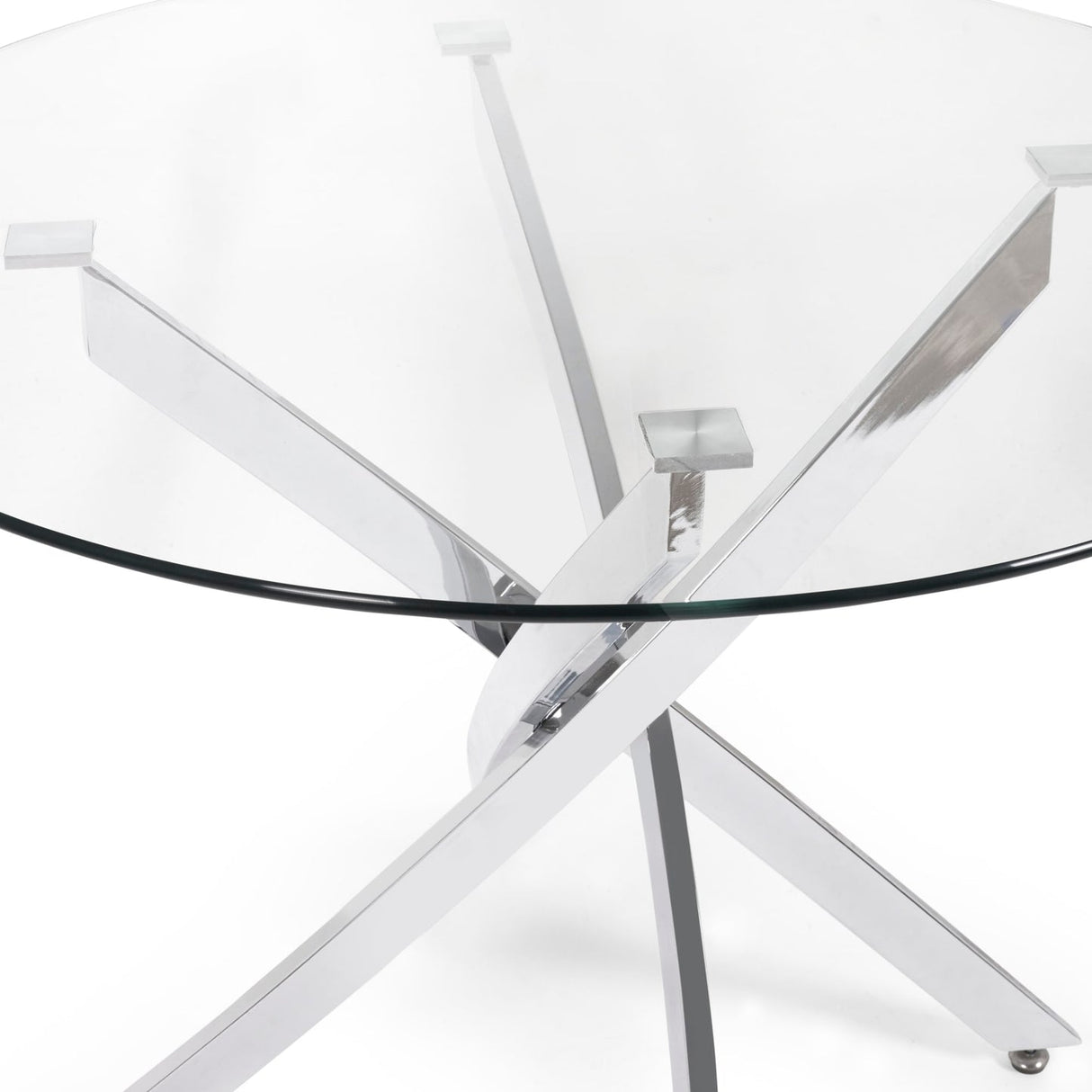 Clear Glass Dining Table Round for 4 People - Anderson