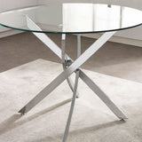Clear Glass Dining Table Round With Chrome Base - Anderson