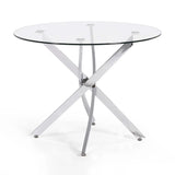 Clear Glass Dining Table Round With Chrome Base - Anderson