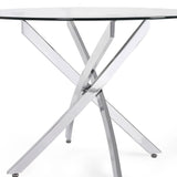 Clear Glass Dining Table Round With Chrome Base - Anderson