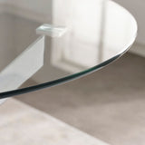 Clear Glass Dining Table Round With Chrome Base - Anderson