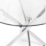 Clear Glass Dining Table Round With Chrome Base - Anderson