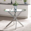Clear Glass Dining Table Round With Chrome Base - Anderson