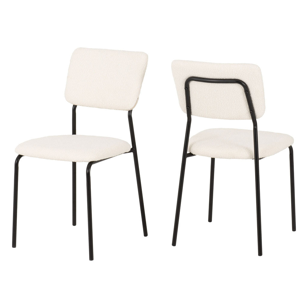 Clear Glass Dining Table With 4 Boucle Fabric Dining Chairs - Sheldon