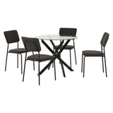 Clear Glass Dining Table With 4 Boucle Fabric Dining Chairs - Sheldon