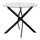 Clear Glass Dining Table With 4 Boucle Fabric Dining Chairs - Sheldon