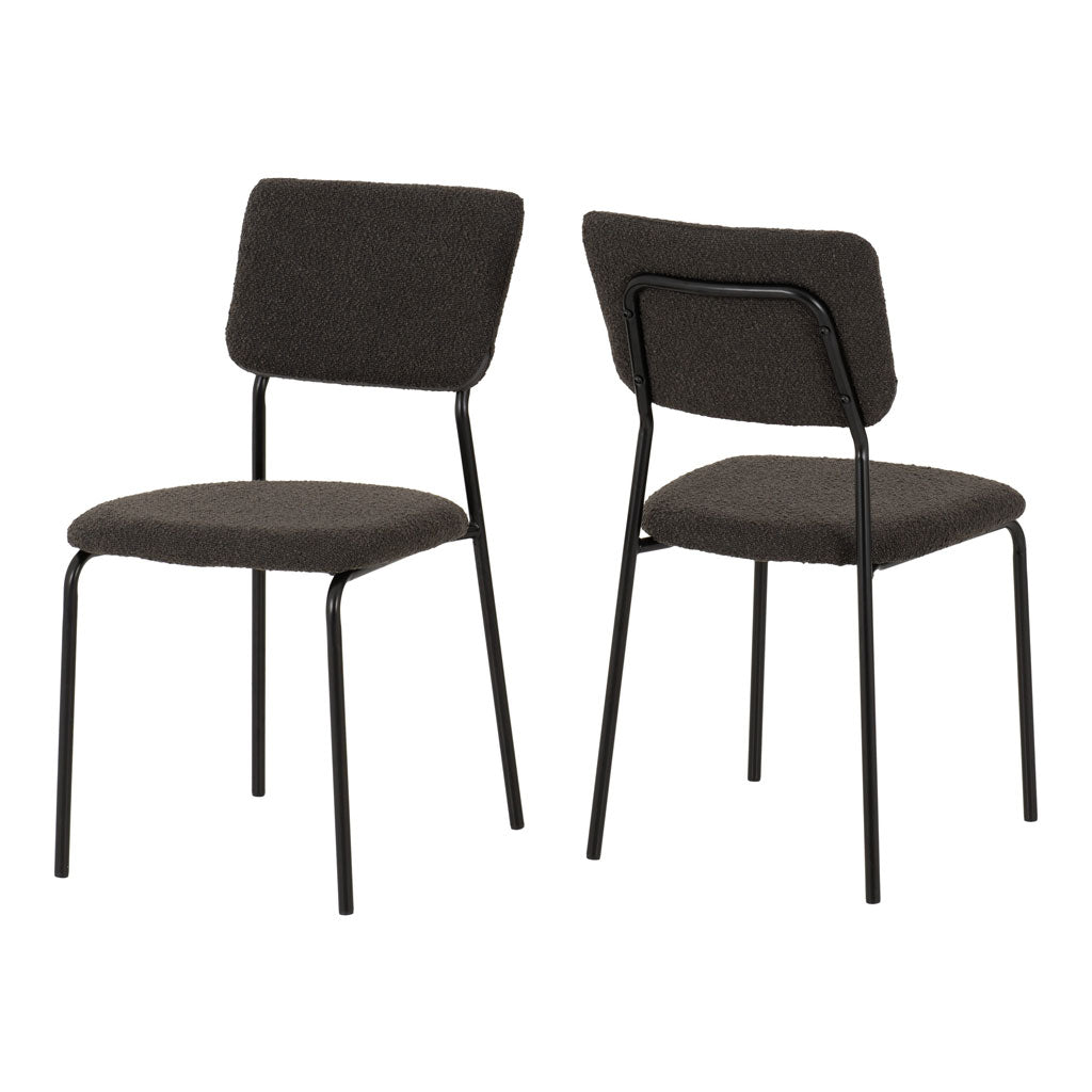 Clear Glass Dining Table With 4 Boucle Fabric Dining Chairs - Sheldon