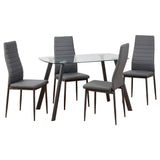 Clear Glass Dining Table With 4 Faux Leather Dining Chairs - Abbey