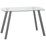 Clear Glass Dining Table With 4 Faux Leather Dining Chairs - Abbey