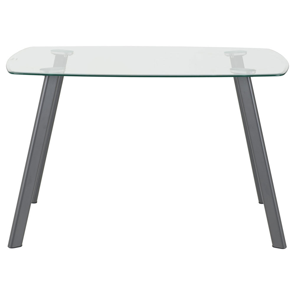 Clear Glass Dining Table With 4 Faux Leather Dining Chairs - Abbey