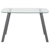 Clear Glass Dining Table With 4 Faux Leather Dining Chairs - Abbey