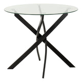 Clear Glass Dining Table With 4 Velvet Dining Chairs - Sheldon